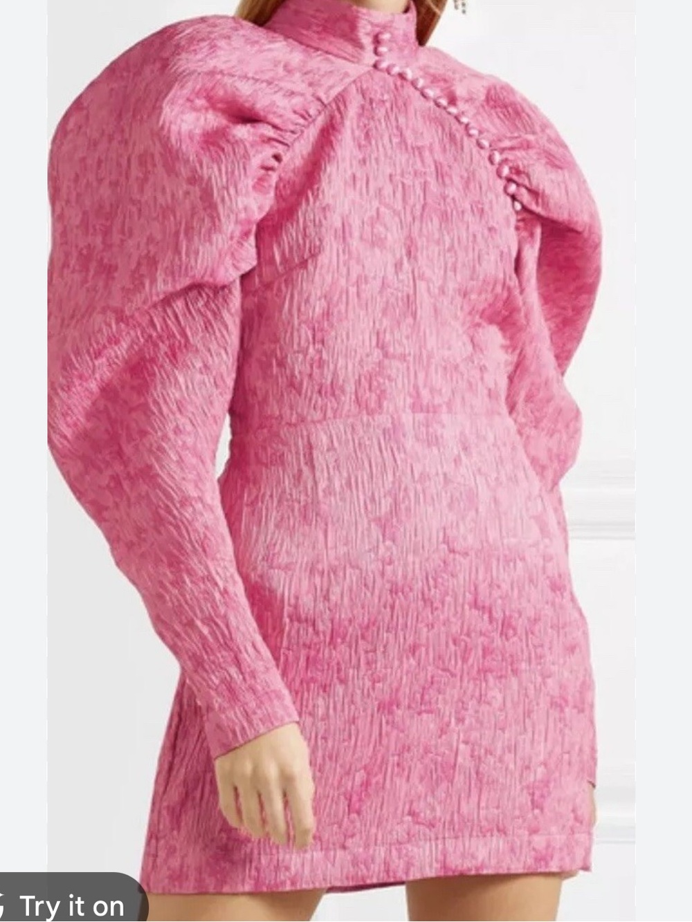 Structured Puff-Sleeve Pink Mini Dress